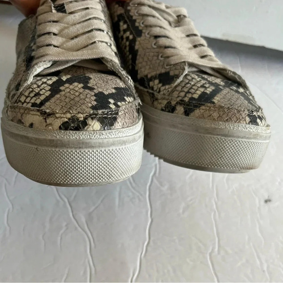 AllSaints Trish Snakeskin Print Platform Sneakers Women’s 8 Beige - Picture 12 of 17